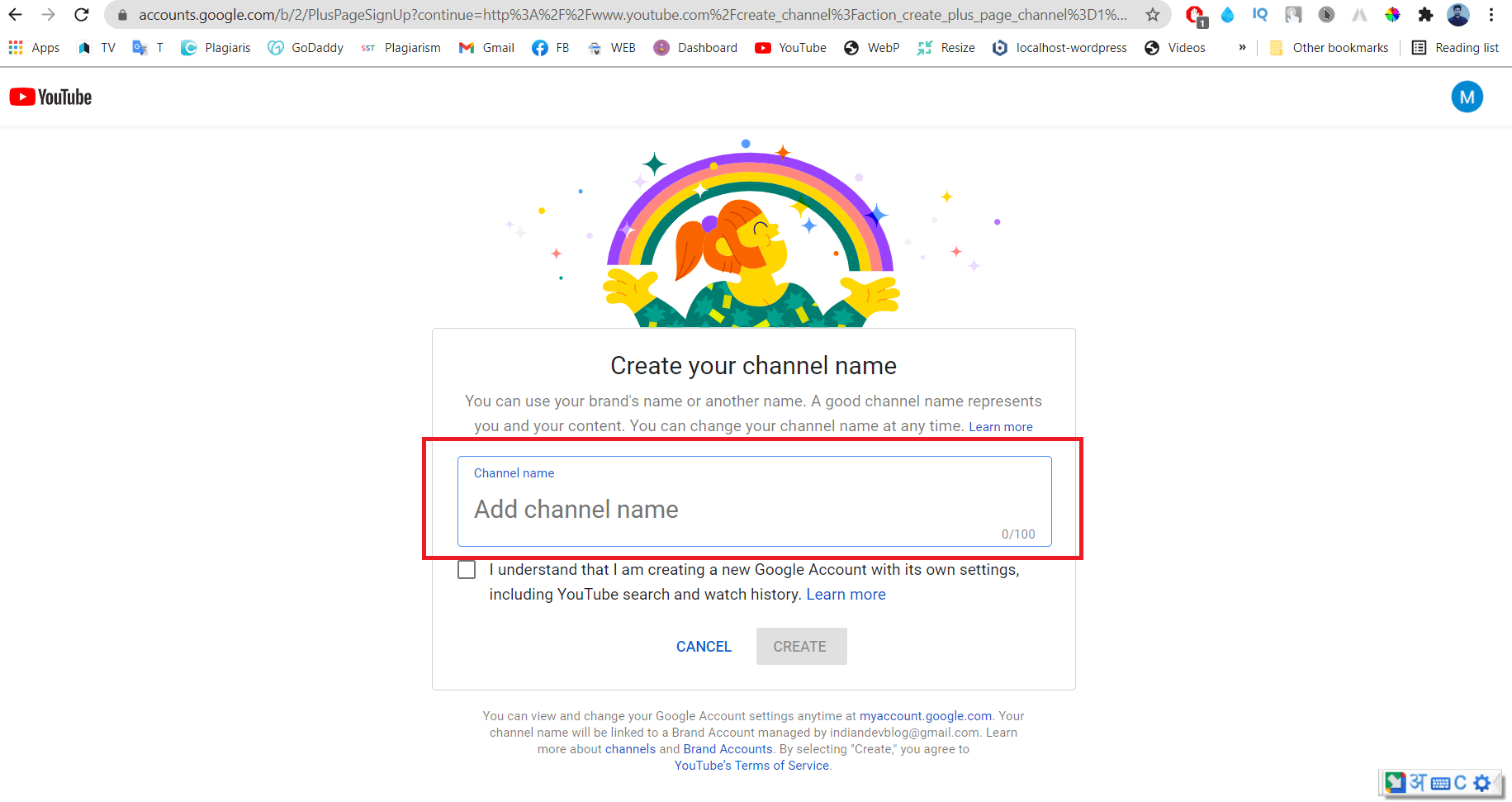 New YouTube Channel Create