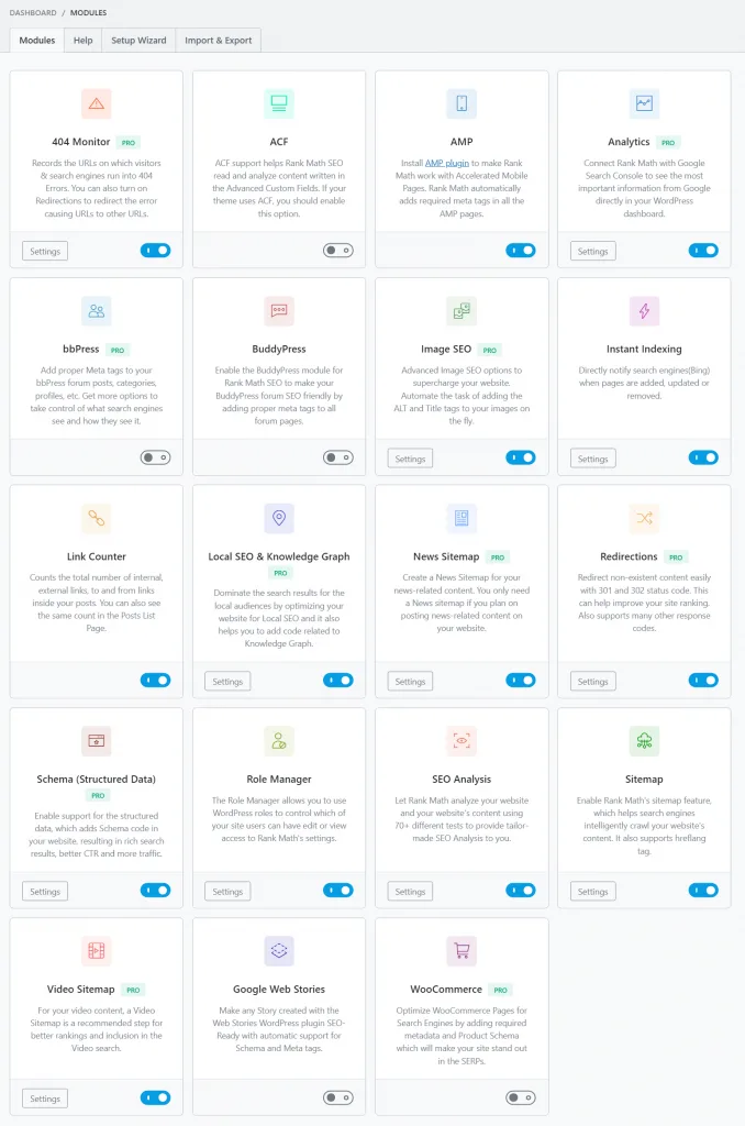 Rank Math SEO Pro MODULES