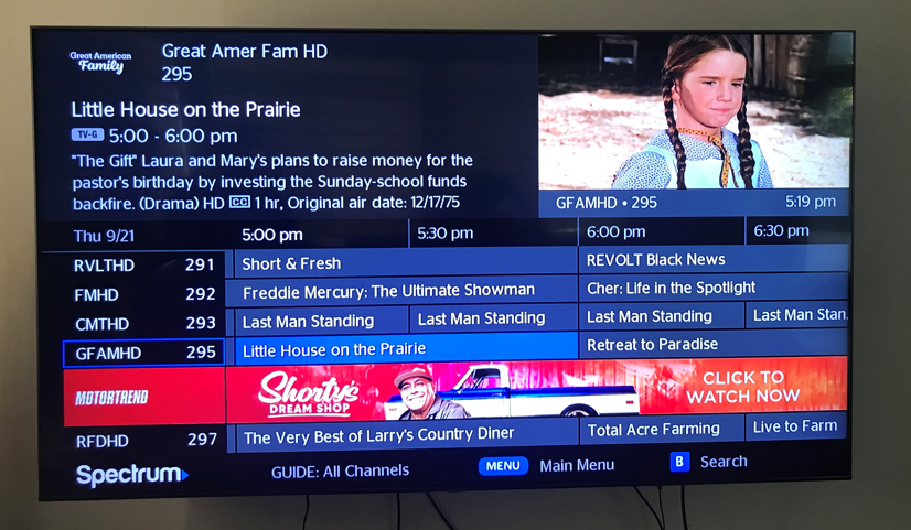 The Spectrum now offers the Great American Family Channel.